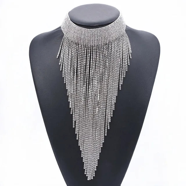 Boho Long Maxi Coin Necklace Women Vintage Ethnic Statement Big Collar Tassel Choker Necklace Femme Silvery Gypsy Jewellery