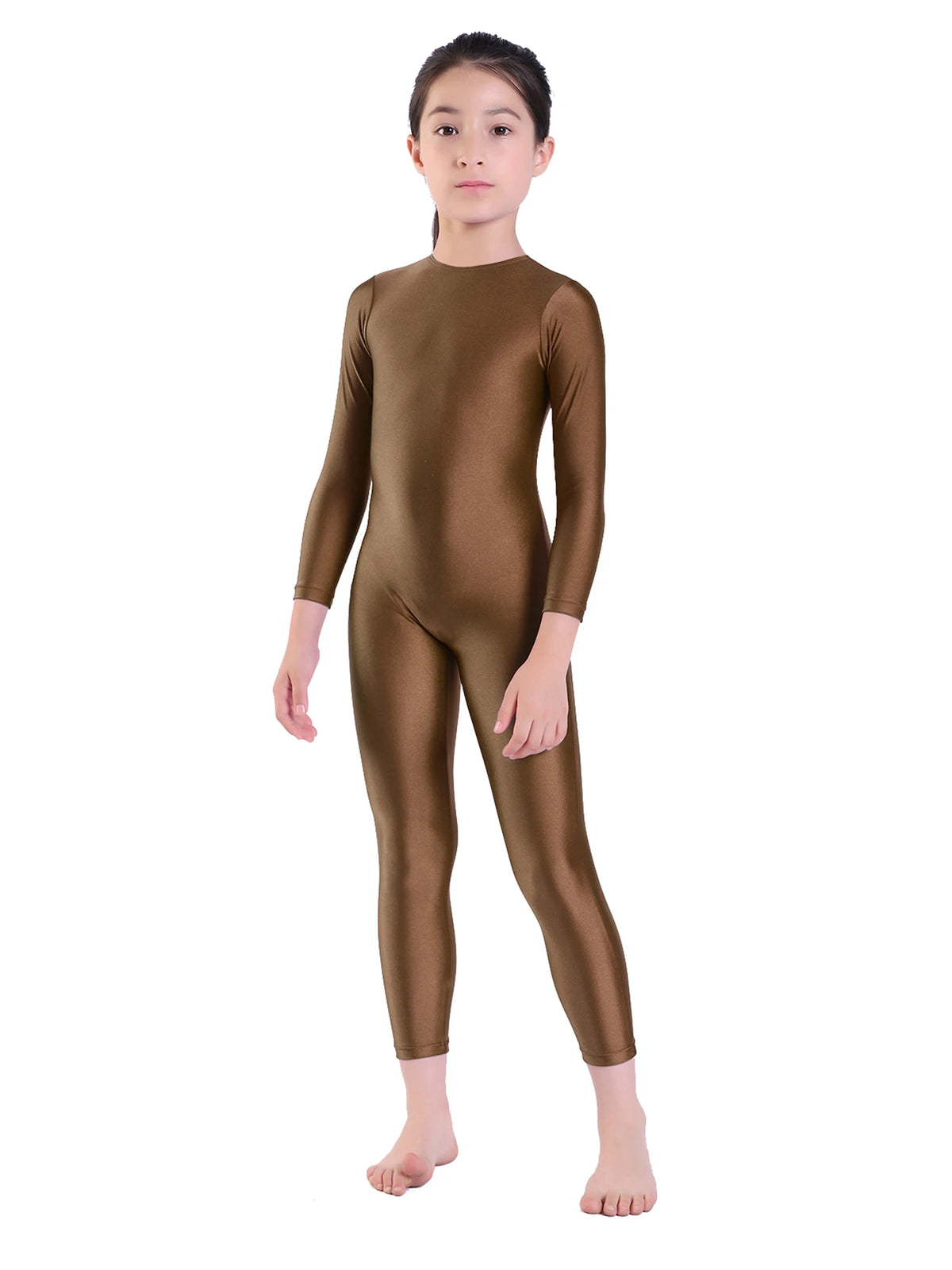 Kids Unitard – Long Sleeve – Nylon Spandex – Black | KIMLUD