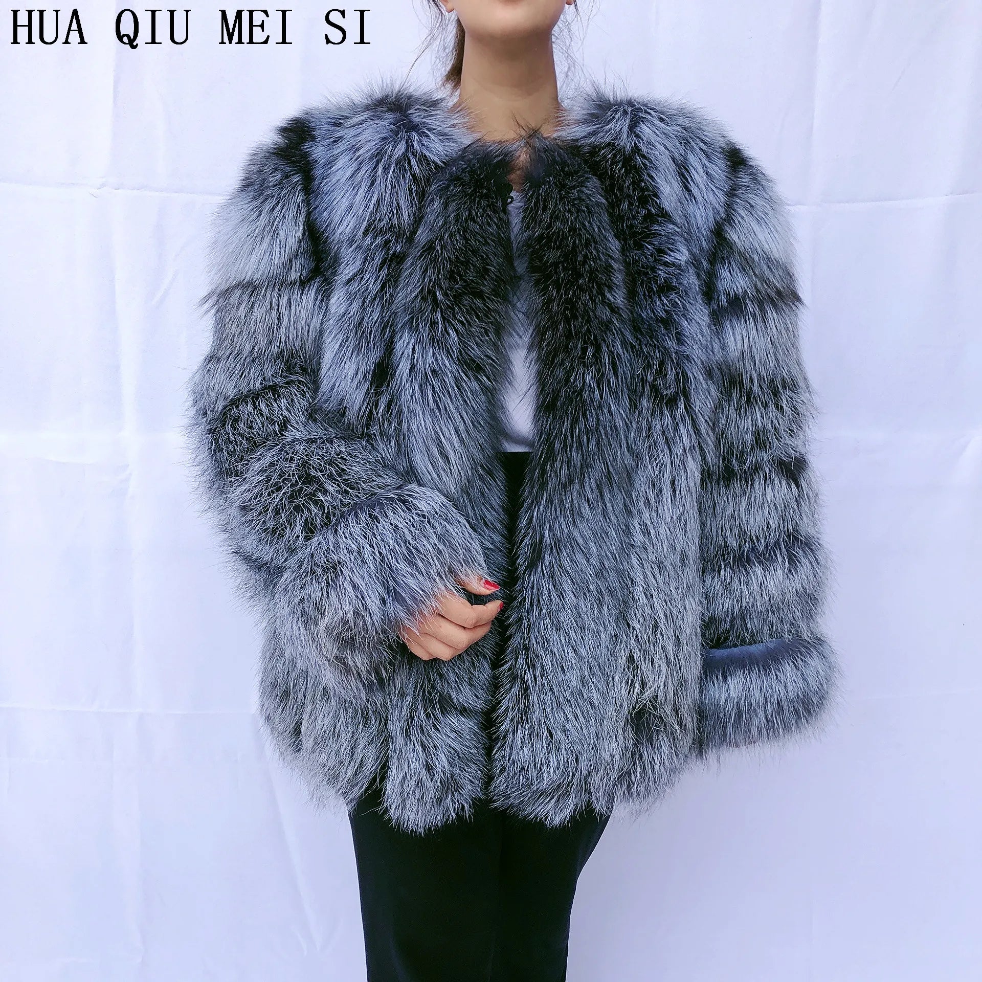 Women's clothing fur coat red fox coat vertical stripe silver fox red fox fur coat fox fur coat women's natural fur coat coat