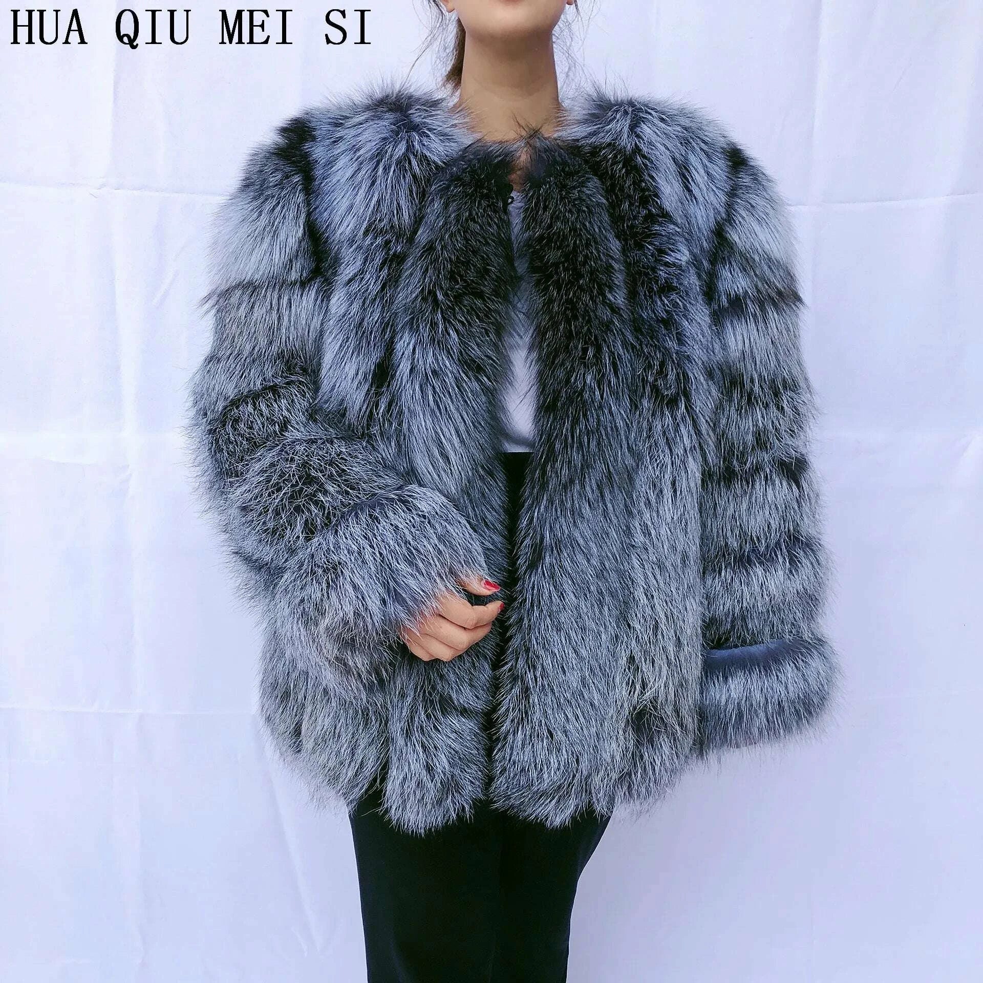 KIMLUD, Women's clothing fur coat red fox coat vertical stripe silver fox red fox fur coat fox fur coat women's natural fur coat coat, KIMLUD Womens Clothes