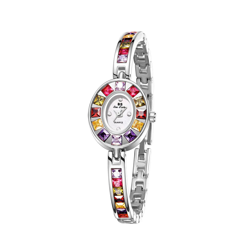 Quartz Watch Chain-Link Gradient Light — Silver | KIMLUD