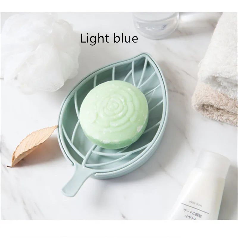Leaf-Shaped Clear Plastic Soap Dish With Drain — Clear | KIMLUD