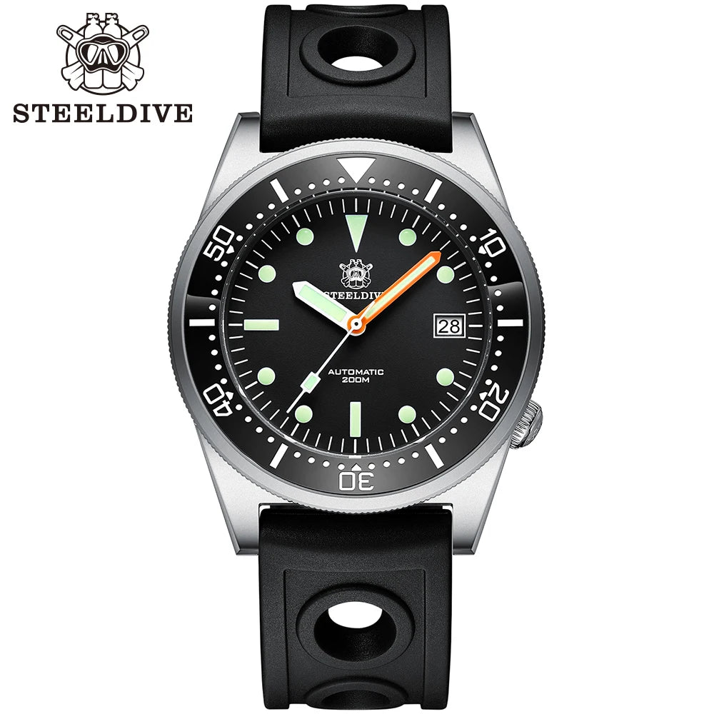 SD1979 New Arrival 2020 Upgraded Version Black Ceramic Bezel Stainless Steel Mens Dive Watch with Signed Crown