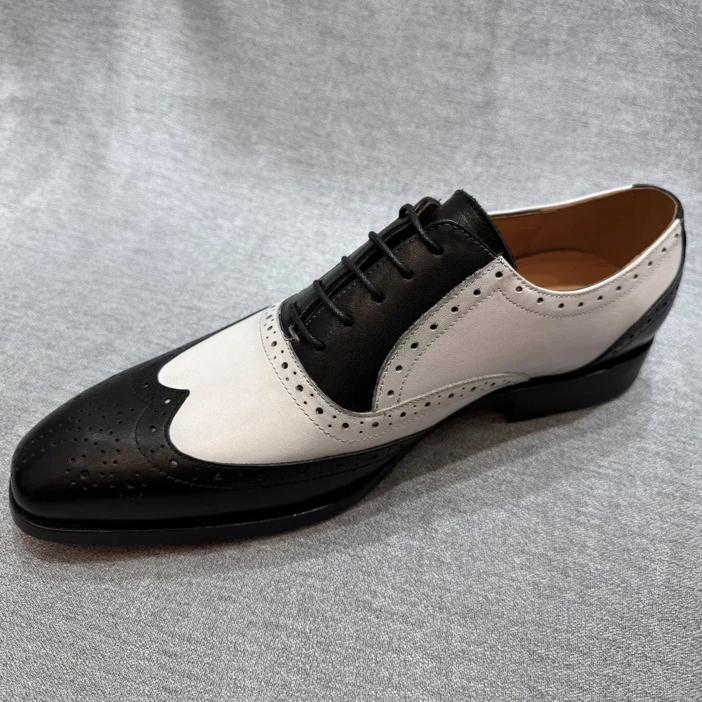 New Men's Brogue Business Casual Leather Shoes Pointed Toe Formal Shoes