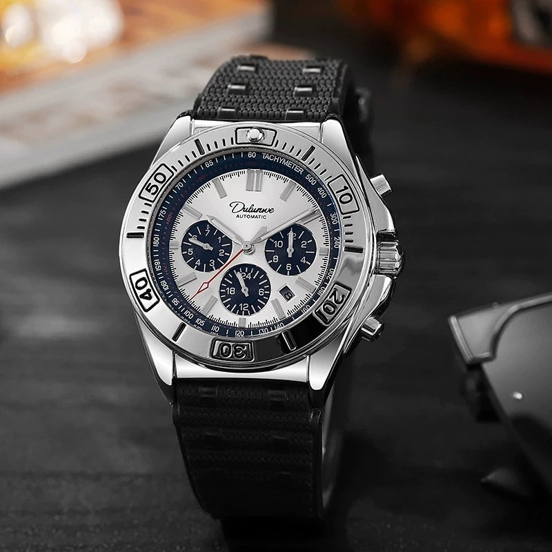 Sport Chronograph Watch With Subdials And Luminous Numerals — Green | KIMLUD