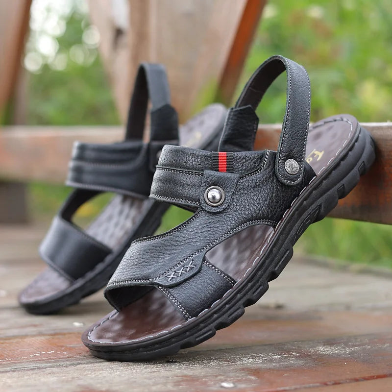 PU Leather Sandals Back Strap — Rich Brown | KIMLUD