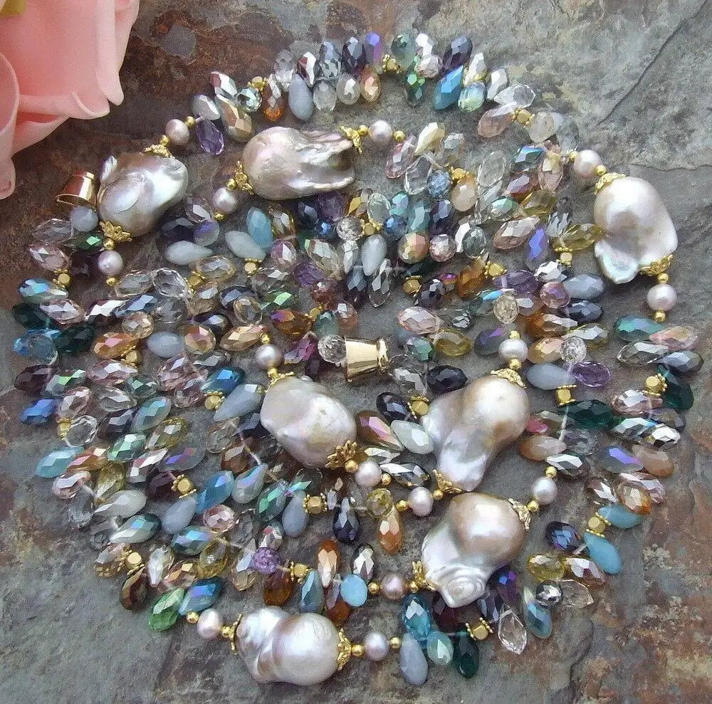 Necklace – Long Pearl Necklace – Pearl – Purple | KIMLUD