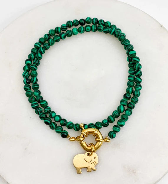 Malachite Two-Tone Horse Coin Necklace — Green | KIMLUD