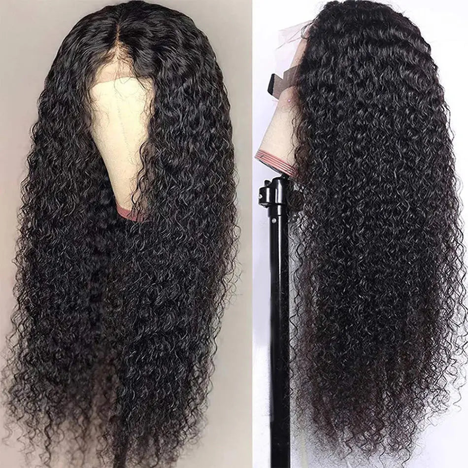 Human Hair Lace Front Wig 13x4 Deep Wave Glueless — Natural Color | KIMLUD