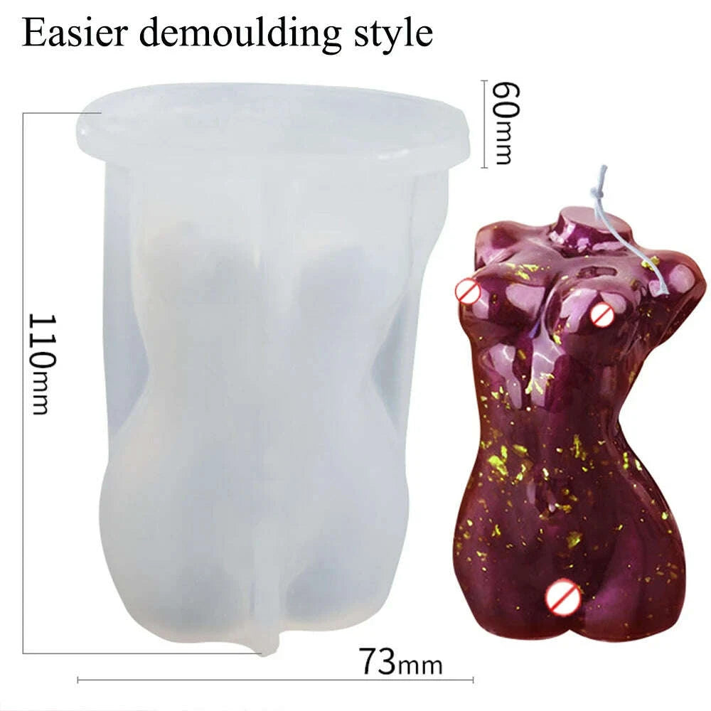 KIMLUD, 3D Body Silicone Candle Mold DIY Creative Men Women Human Plaster Epoxy Resin Aromath Soap Molds Art Craft Home Decoration, KIMLUD Womens Clothes