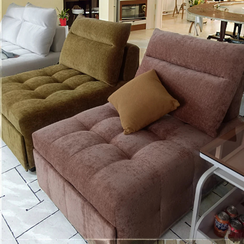 Chesterfield Style Single Seat Fabric Sofa Small Unit Pull-Out Dual-Purpose Foldable Extendable Sponge Filling for Living Room