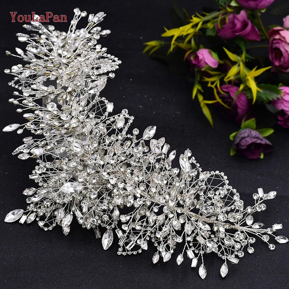 YouLaPan HP193P Wedding Headwear Necklace Earrings Jewelry Set Bride Headbands Rhinestone Headpiece Bridal Tiaras and Crowns