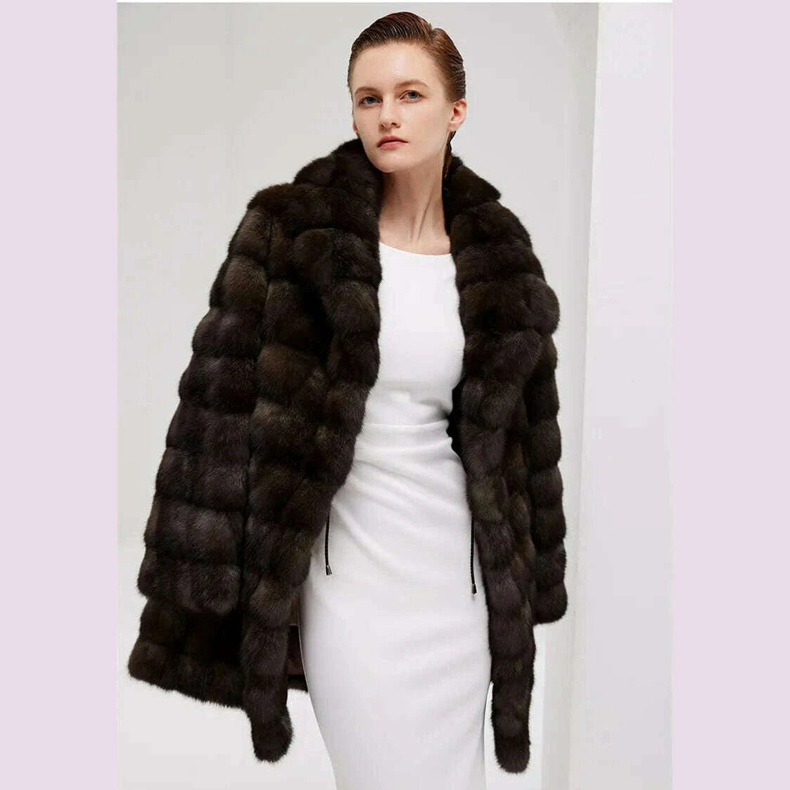 KIMLUD, Super Nice Quality Russia Sable Fur Coat With Bigger Collar Original Price Vintage Sable Coat Factory Cost Mink Coat, KIMLUD Womens Clothes