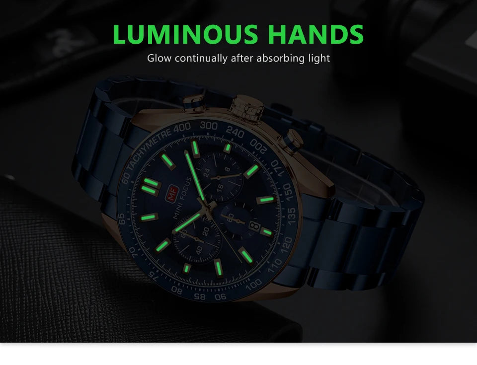 Stainless Steel Multifunction Watch Solid — Silver | KIMLUD