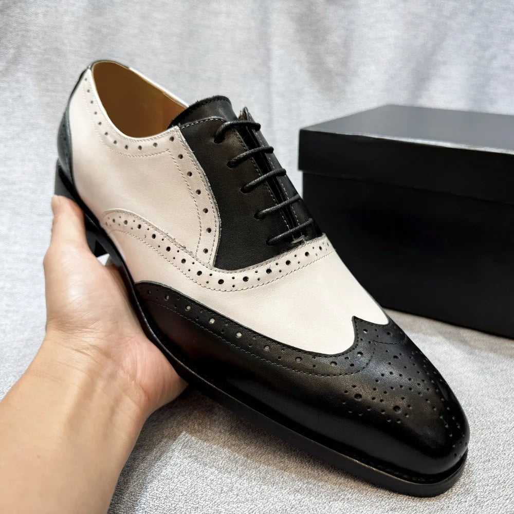 New Men's Brogue Business Casual Leather Shoes Pointed Toe Formal Shoes