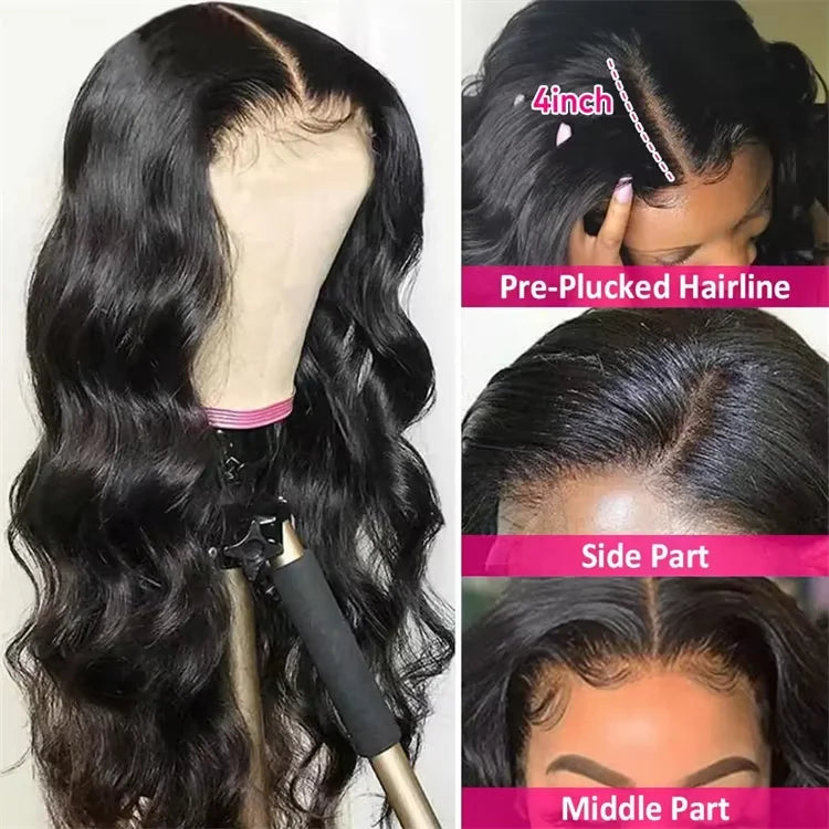 Human Hair Lace Front Wig 13x4 Deep Wave Glueless — Natural Color | KIMLUD
