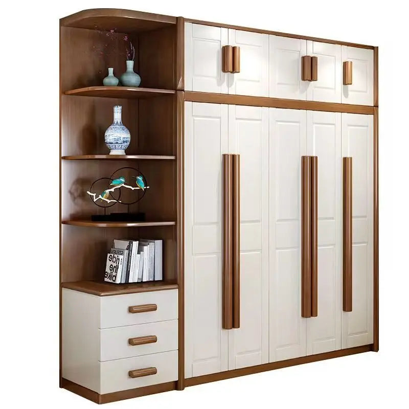 Solid Oak Wood Contemporary Storage Cabinet Freestanding — White | KIMLUD