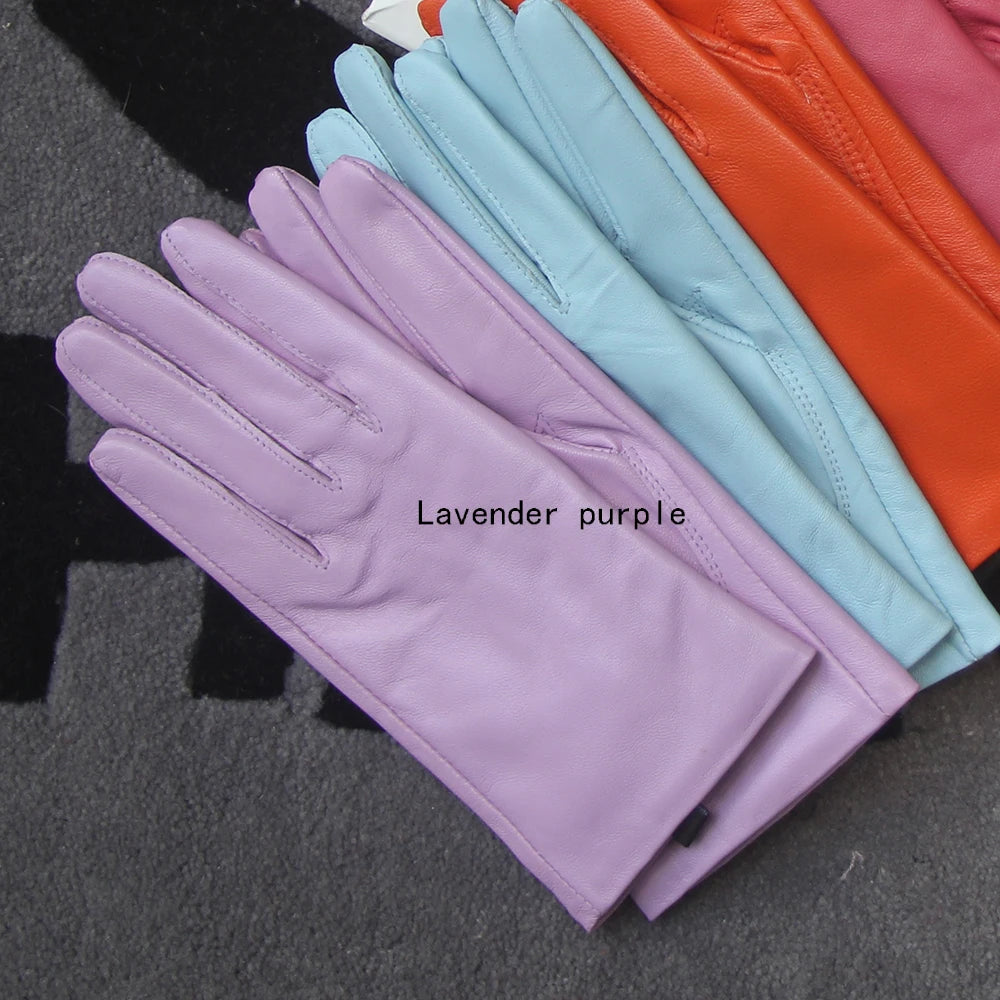 Leather Gloves Genuine Lambskin Short Black | KIMLUD