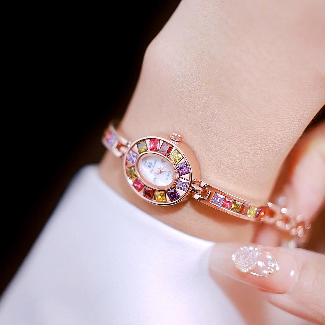 Quartz Watch Chain-Link Gradient Light — Silver | KIMLUD