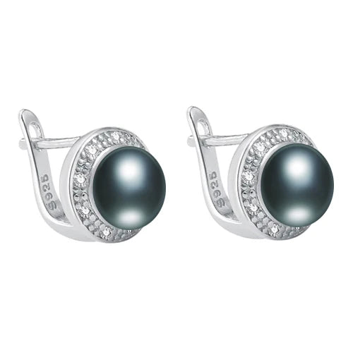 Sterling Silver Pearl Stud Earrings Natural Freshwater Pearl — White | KIMLUD