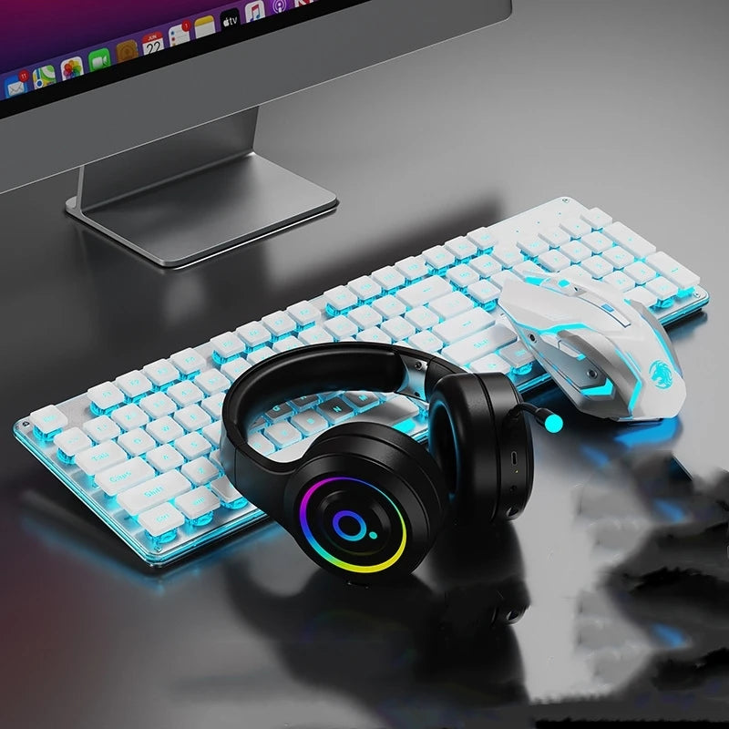Metal Chassis Keyboard And Mouse Set Ultra-Thin Wireless Mechanical — Matte Black | KIMLUD