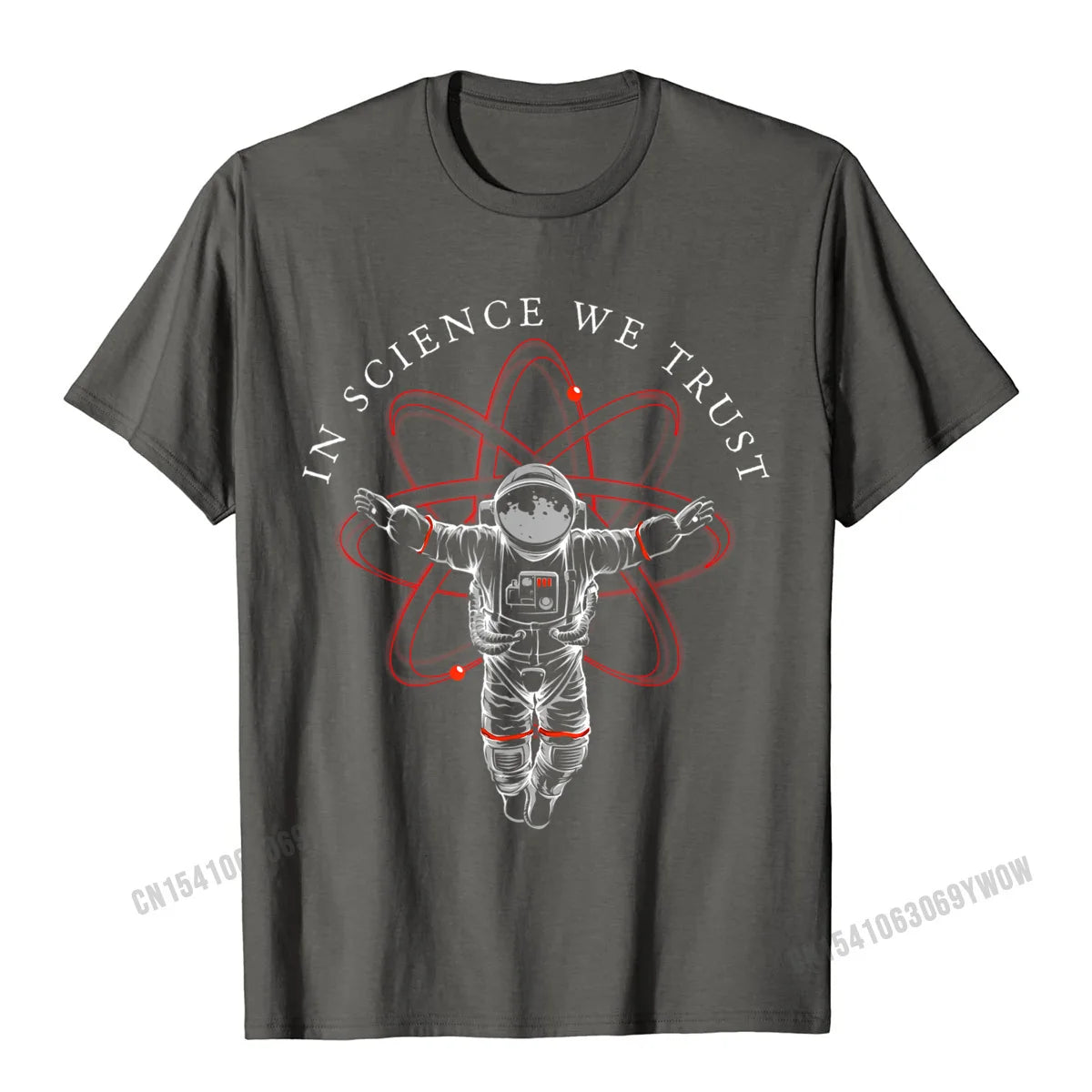 Men's T-Shirt – In Science We Trust Astronaut Print – Cotton Black | KIMLUD
