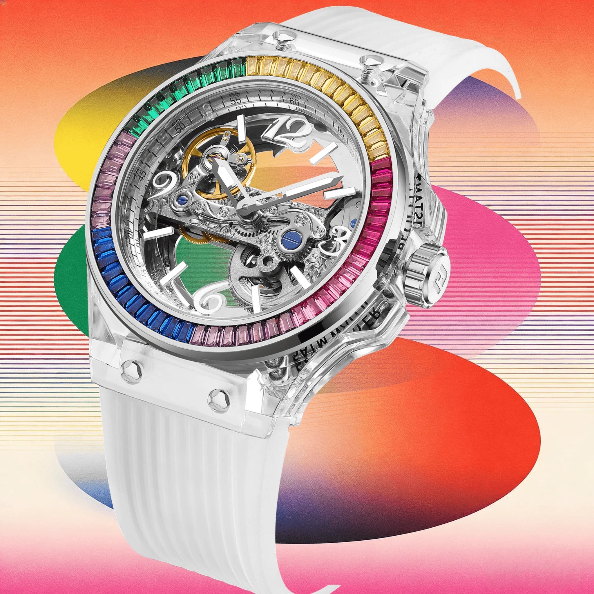 Silicone Band Diamond Inlaid Watch — Black | KIMLUD