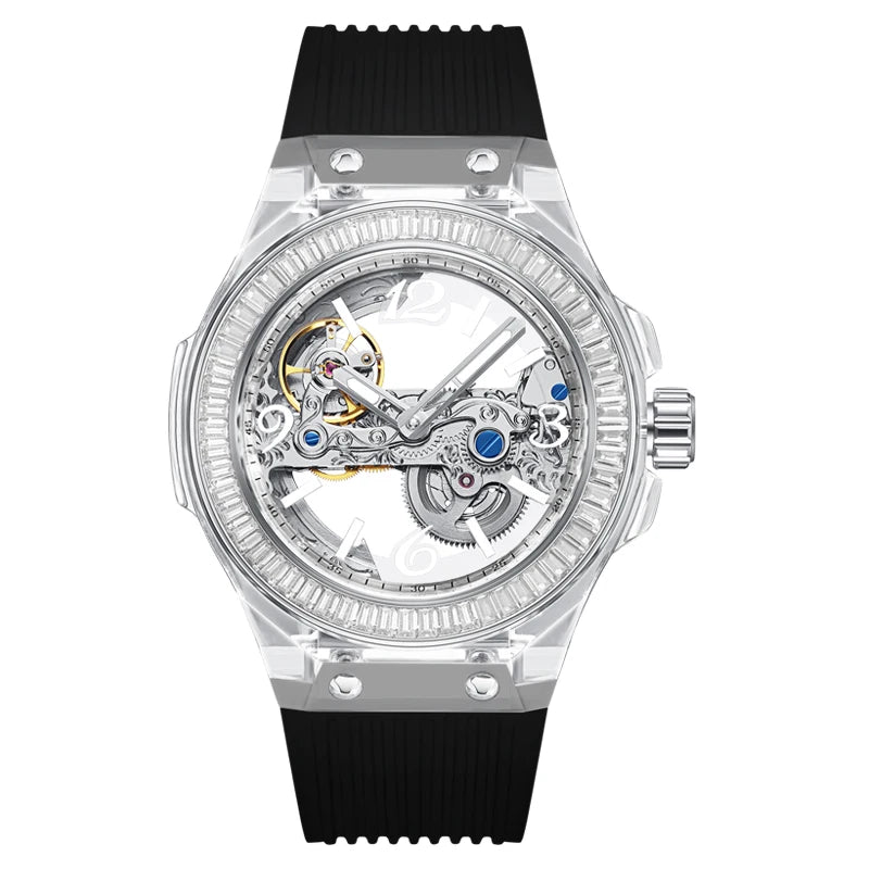 Silicone Band Diamond Inlaid Watch — Black | KIMLUD
