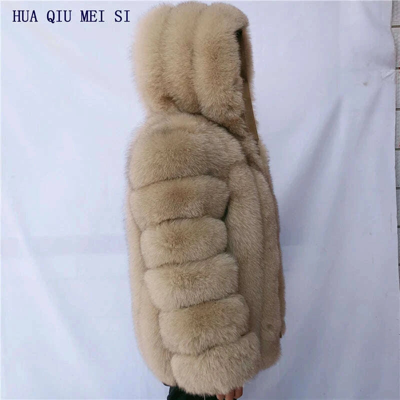 KIMLUD, Women's clothing fur coat red fox coat vertical stripe silver fox red fox fur coat fox fur coat women's natural fur coat coat, KIMLUD Womens Clothes