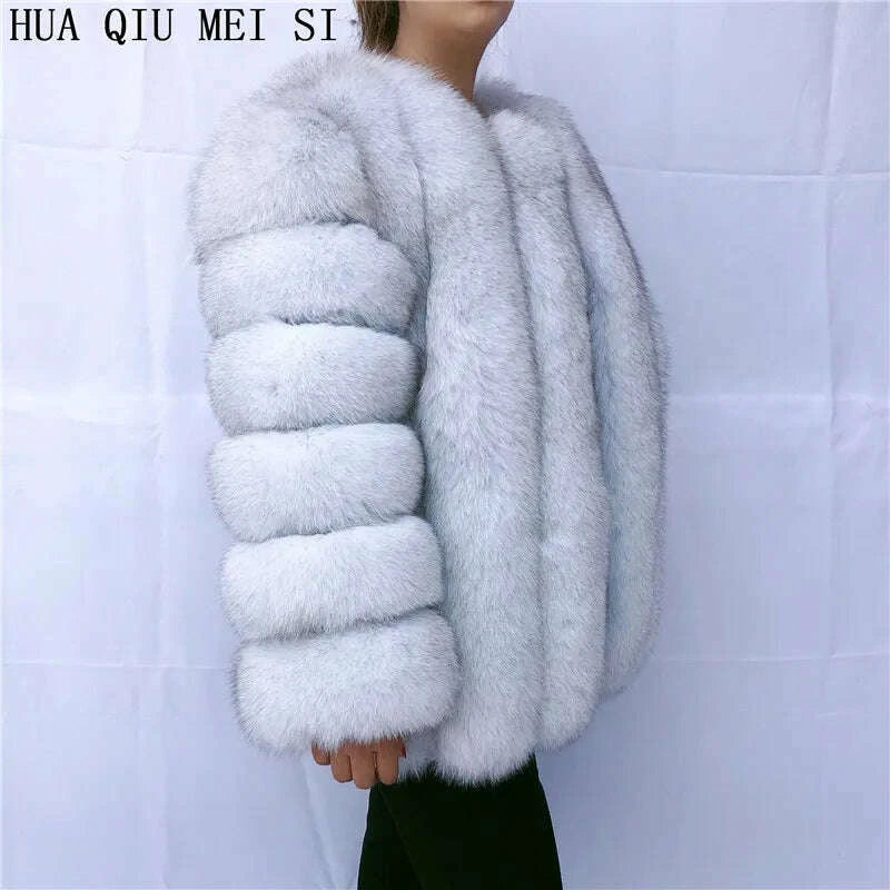 KIMLUD, Women's clothing fur coat red fox coat vertical stripe silver fox red fox fur coat fox fur coat women's natural fur coat coat, KIMLUD Womens Clothes