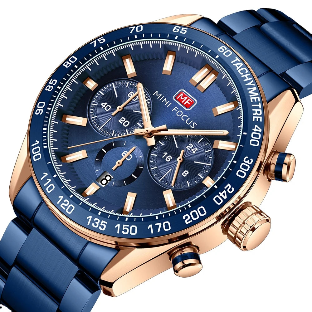 Stainless Steel Multifunction Watch Solid — Silver | KIMLUD