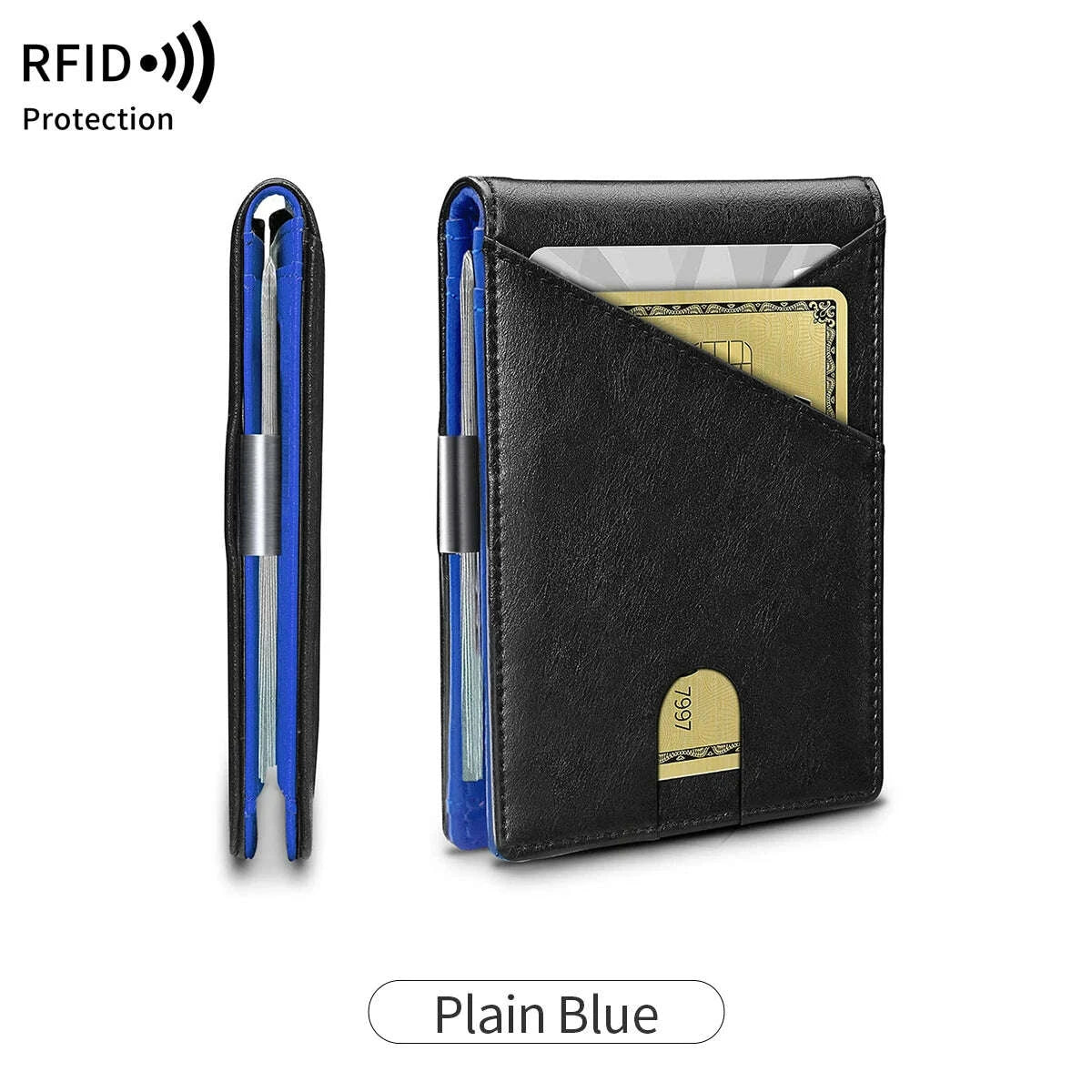 KIMLUD, RFID Blocking Men's Carbon Fiber Pattern Wallet Minimally Thin Double Fold Credit Card Holder Portable Front Pocket Wallet, KIMLUD Womens Clothes