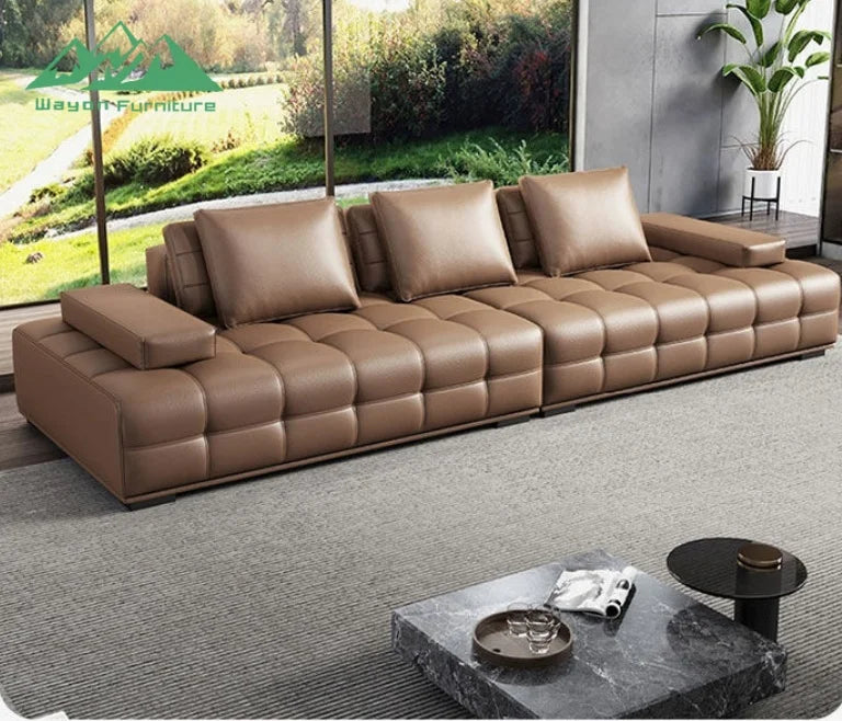 Modern Synthetic Leather Upholstered Sectional Sofa for Living Room and School Use Home Furniture