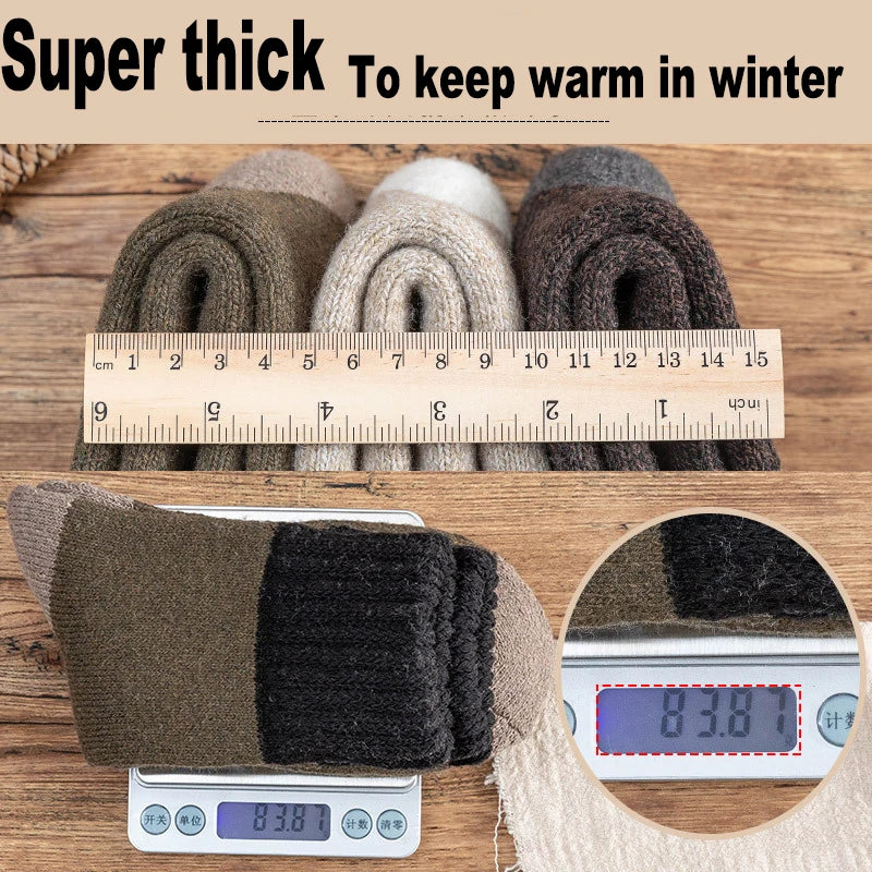 Thermal Wool Socks Winter Keeps Warm — Black | KIMLUD