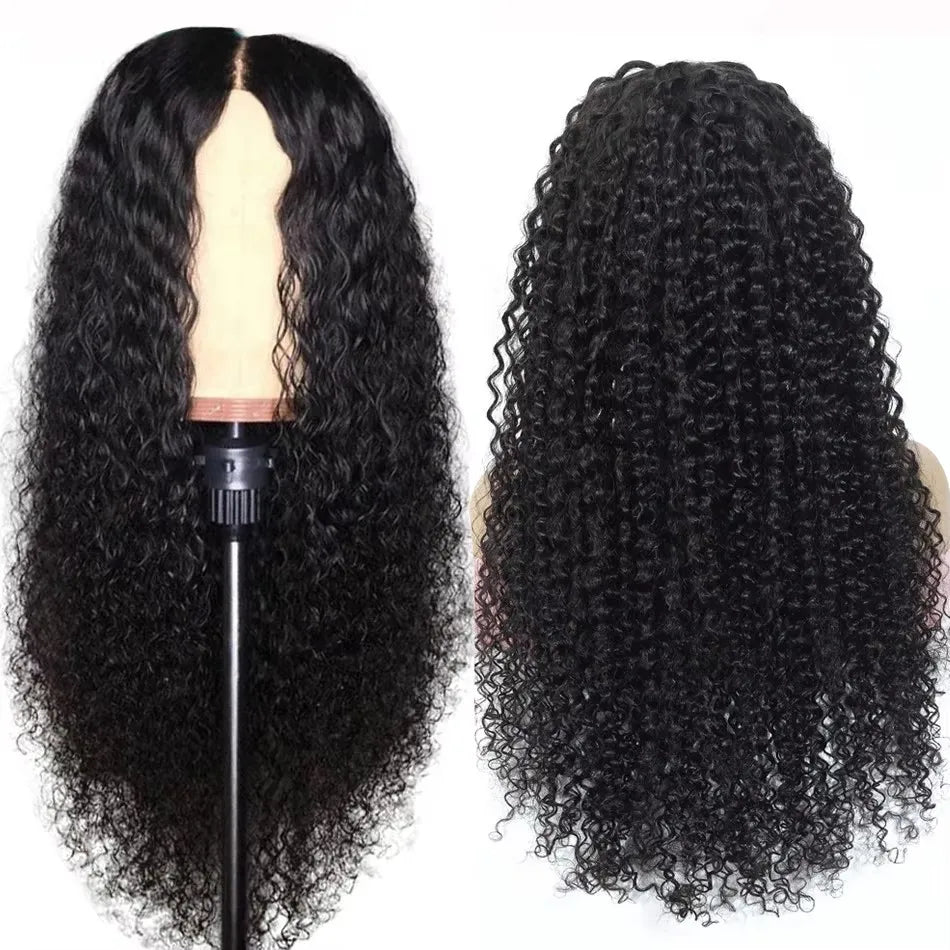 Wholesale 13x4 Deep Wave Lace Front Wigs Human Hair 200% Density Curly Frontal Wigs for Black Women Natural Color 30 Inch