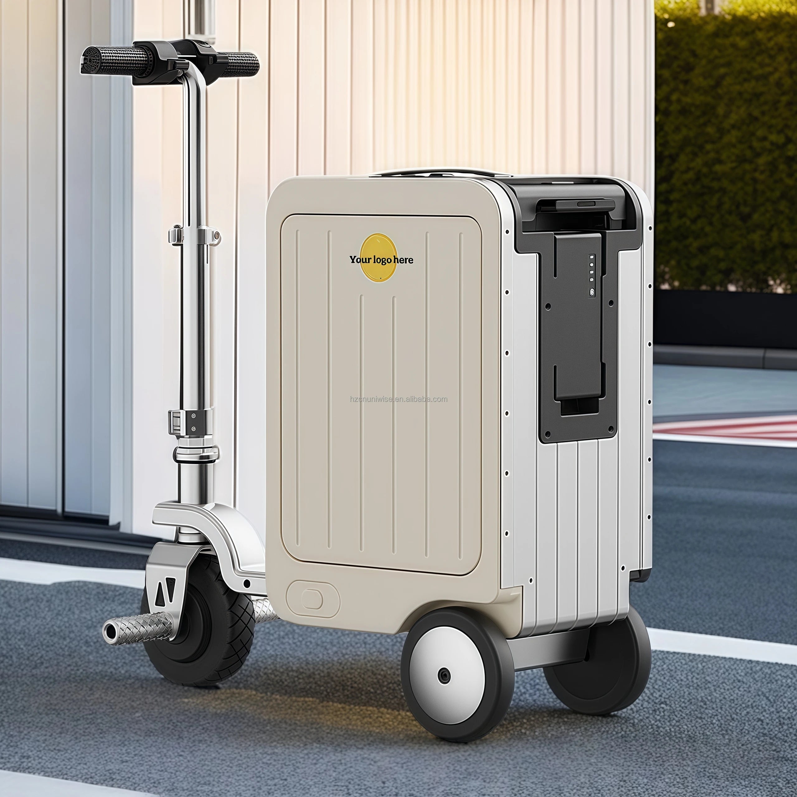 Foldable Travel Luggage With GPS Tracking And 12V Battery Waterproof Durable — Ivory | KIMLUD