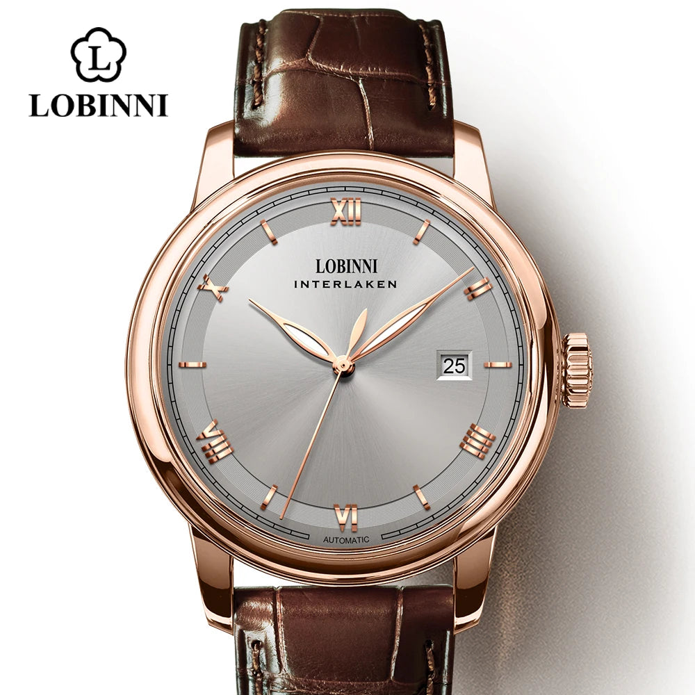 Switzerland LOBINNI Men Watches Luxury Brand Perpetual Calender Japan MIYOTA Auto Mechanical Men's Clock Sapphire Leather