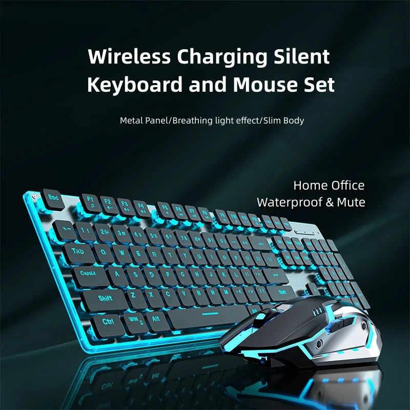 Metal Chassis Keyboard And Mouse Set Ultra-Thin Wireless Mechanical — Matte Black | KIMLUD