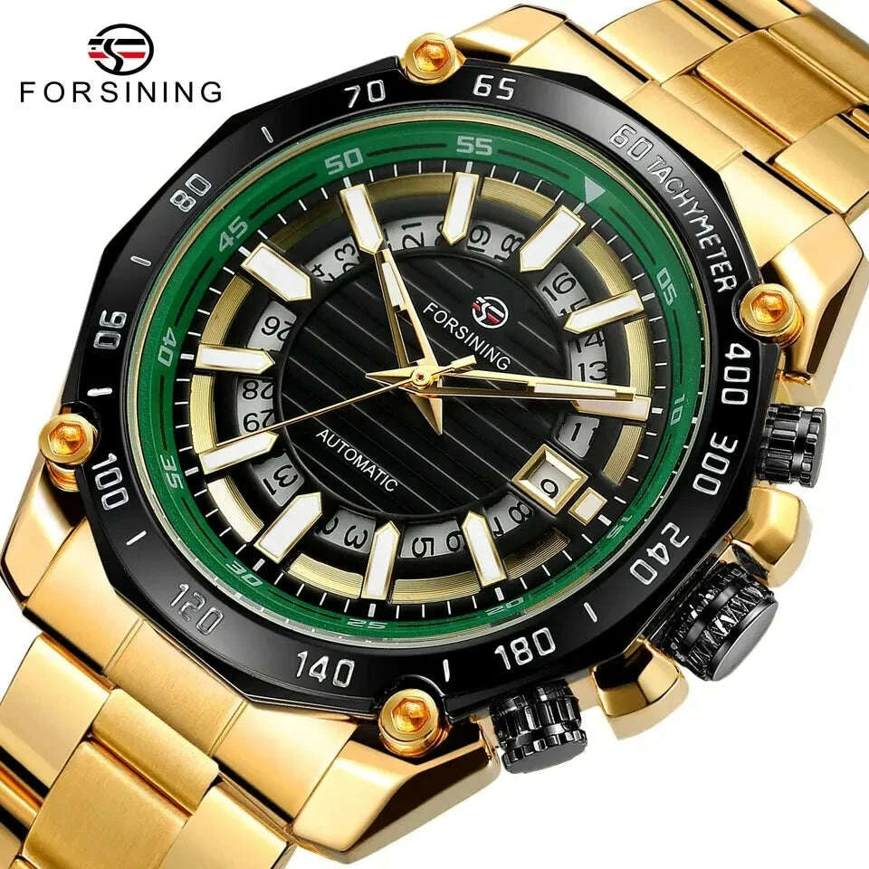 KIMLUD, FORSINING New Automatic Mechanical Watch for Men Stainless Steel Waterproof Skeleton Watches Business Luxury Gold Wristwatches, KIMLUD Womens Clothes