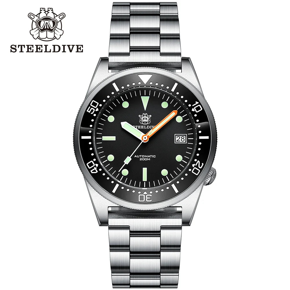 SD1979 New Arrival 2020 Upgraded Version Black Ceramic Bezel Stainless Steel Mens Dive Watch with Signed Crown