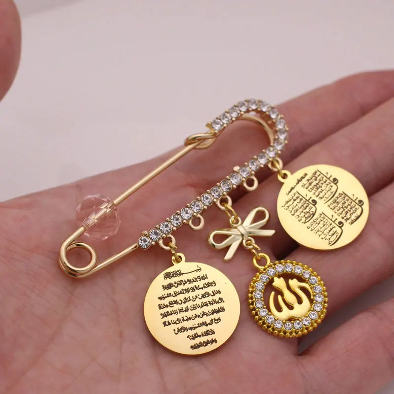 Gold-Tone Brooch Ayatul Kursi Four Qul Suras — Gold-Tone | KIMLUD