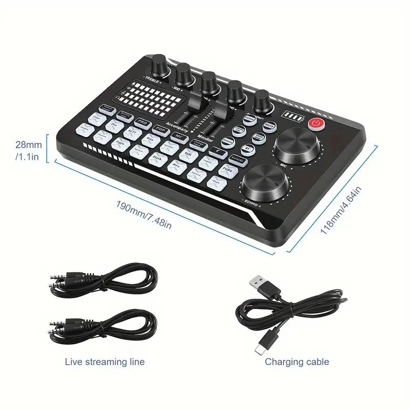 Studio Audio Sound Mixer Board Portable Digital DJ Mixing Console USB Mixer Audio Interface Mixing Boards for Studio Recording