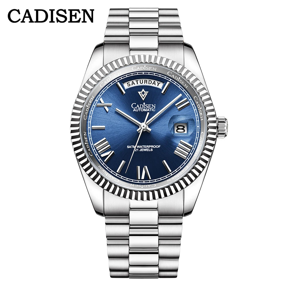 CADISEN Men's Mechanical Watches Luxury Meteorite Dial Automatic Watch For Men Week 100M Japan MIYOTA 8285 Movement Clock Man