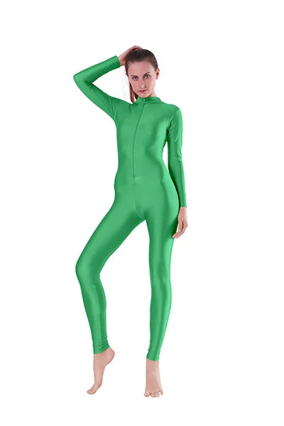 Unitard – Front Zip Mock Neck Long Sleeve – Nylon Elastane | KIMLUD