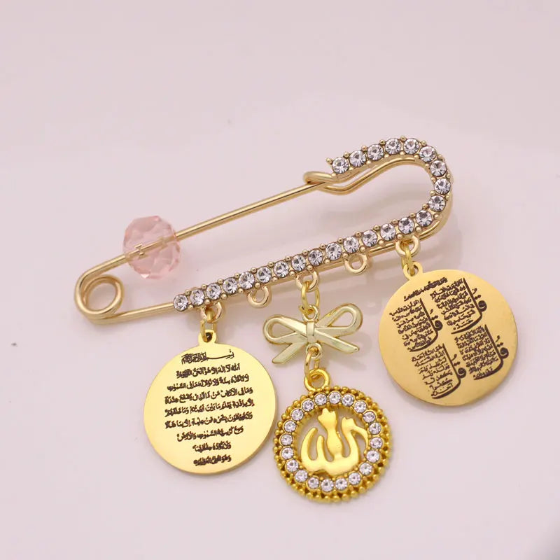 Gold-Tone Brooch Ayatul Kursi Four Qul Suras — Gold-Tone | KIMLUD