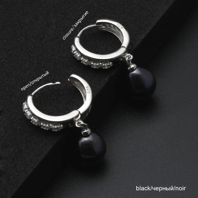 White Fine Pearl Earrings Natural Freshwater Pearl 925 Sterling Silver Pearl Hoop Earrings Jewelry For Woman Gift