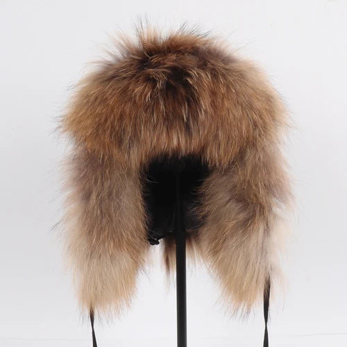 2025 New Women Natural Fox Fur Russian Ushanka Hats Winter Thick Warm Ears Fashion Bomber Hat Lady Genuine Real Fox Fur Cap