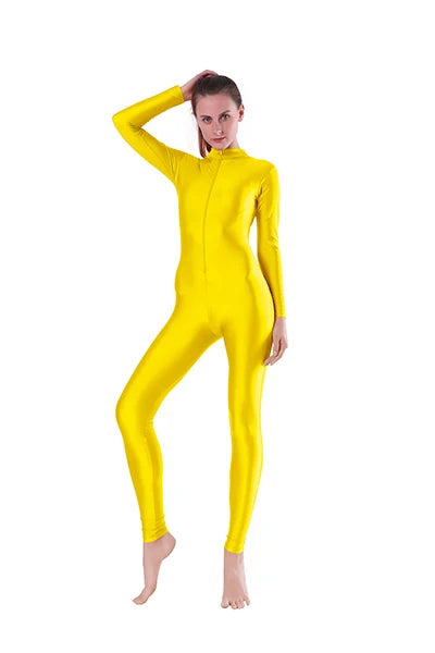 Unitard – Front Zip Mock Neck Long Sleeve – Nylon Elastane | KIMLUD