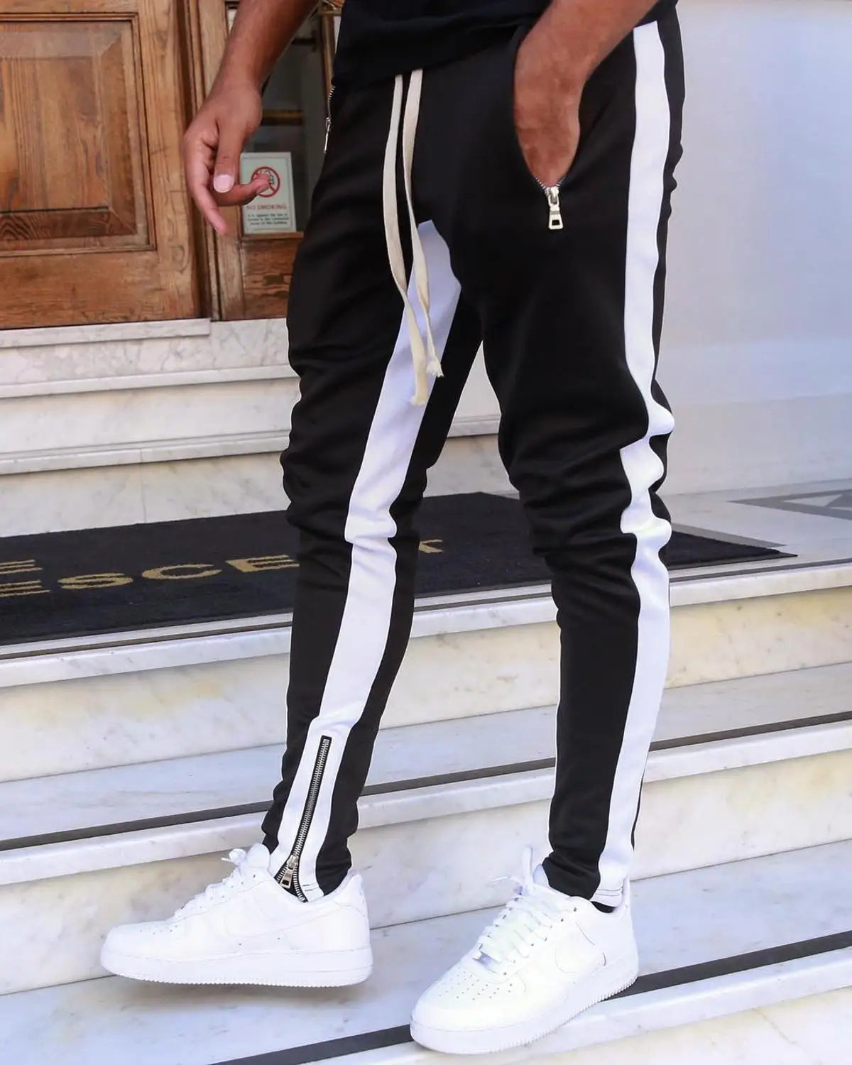 Cotton-Poly Broadcloth Joggers For City Running — Navy | KIMLUD