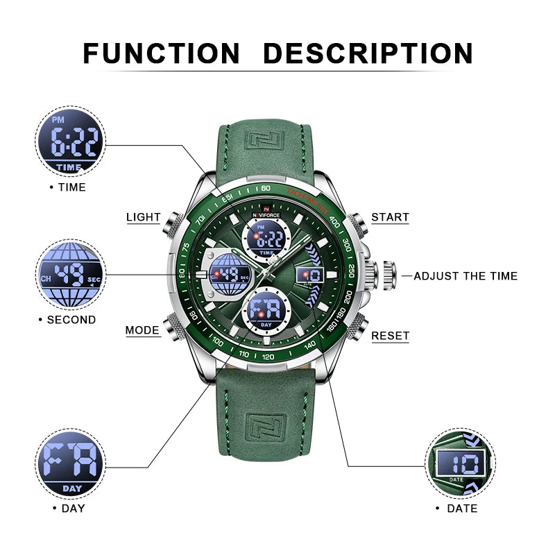 NAVIFORCE Fashion Military Watches for Men Luxury Original Sports Chronograph Watch Waterproof Quartz Clock Digital WristWatch